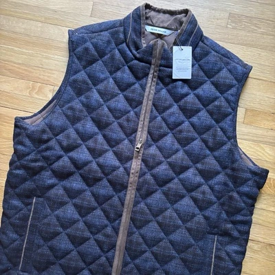Peter Millar Essex Golf Vest Diamond Quilted Navy Men L Puffer Full Zip Prep NWT - Image 1 of 4