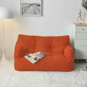 Orange Floor Sofa Couch Soft 2 Seats Puffy Comfortable Sofa Living Room - Picture 1 of 1