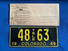 1949 Colorado Trailer License Plate Archuleta County # 63