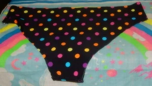 NWT HAPPY SOCKS WOMEN’S CHEEKY UNDERWEAR EXTRA SMALL XS BLACK WITH COLOR DOTS - Picture 1 of 2