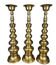 Homco 2 Piece 18â€� Tall Solid Brass Taper Candle Holder Set Of 3 Alter Mantel