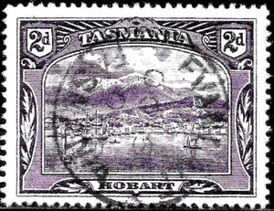 1899 Australia Tasmania Sc#88 Used.  CD:Evandale. RARE / View of HOBART - Picture 1 of 2