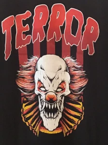 TERROR Scary Clown Graphic Black T Shirt Size Large NWT - Picture 1 of 3
