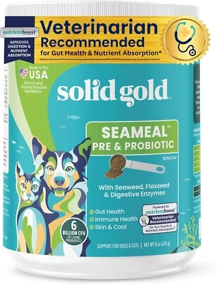Probióticos para gatos y perros SeaMeal oro sólido salud digestiva 8 oz caducidad 27/09 Foto 1 de 4