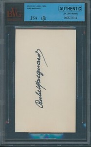 Rube Marquard Signed Index Card Beckett Authentic Autograph *1314 BVG JSA BAS