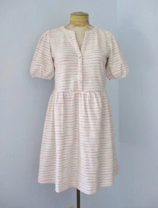 NWT LOFT White Pink Blue Stripe Button Shirtwaist Beach Dress Relaxed Waist S - Picture 1 of 5