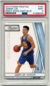 2010 Panini Prestige Draft Picks Light Blue #187 Jeremy Lin /999 PSA 9 - Pop 7 - Picture 1 of 2