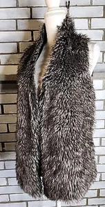 ☆ Joseph A Women's Open Faux Fur Vest Knit Back Size Medium Gray - Picture 1 of 10