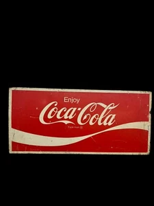 VTG 70's Enjoy Coca Cola Soda Ad Metal Sign 23" X 10" WAVE Trademark Heavy Metal - Picture 1 of 8