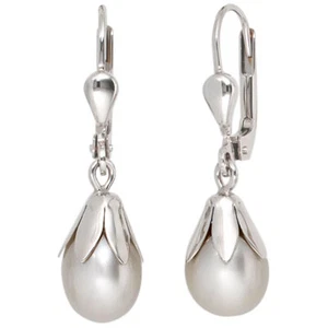 Orecchini A Pendente Con Perle Di Acqua Dolce Grigie In Oro 333 E Oro Bianco - Picture 1 of 1