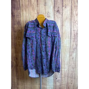 Vintage Retro 80s/90s Ruddock Bros Aztec Western Button Down Men's Shirt Size L - Picture 1 of 10