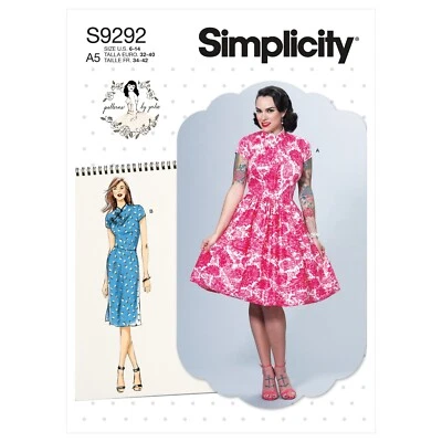 SIMPLICITY 9292 MISSES MANDORIN COLLAR DRESSES Sewing Pattern Sizes 6-14 & 14-22 - Image 1 of 4