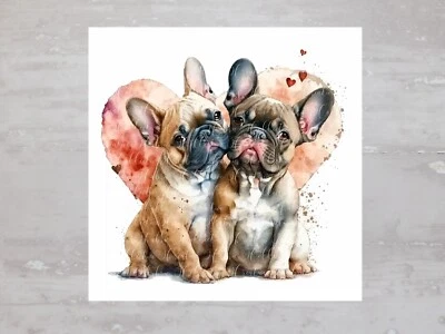 Fofo Bulldog Francês Coração Dia dos Namorados Painel de Tecido Artesanal Costura Colcha Bloco A507 - Imagem 1 de 4