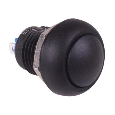 Black Off-(On) Momentary 12mm Waterproof Push Button Switch IP65 SPST - Image 1 of 2