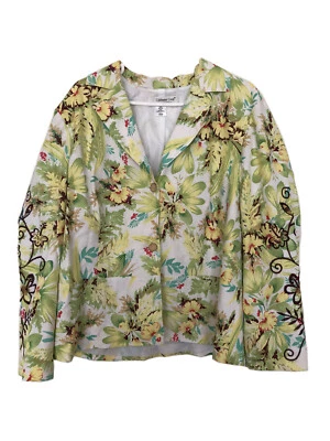 Chaqueta para mujer Coldwater Creek con cuello y botones verde floral talla grande 1X Foto 1 de 4