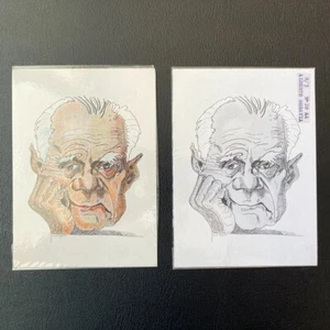 Cartoline caricature Alberto Moravia -una a colori autografata - Foto 1 di 2
