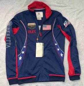 Beretta Track Jacket Unisex Medium Red Navy Embroidered Logo Eley USA Shooting - Picture 1 of 10