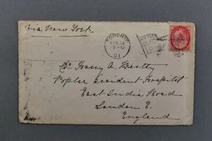 *Kengo* Canada Stamp #77 Queen Victoria on Cover 1901 Toronto, Ont postmark @105 - Foto 1 di 2