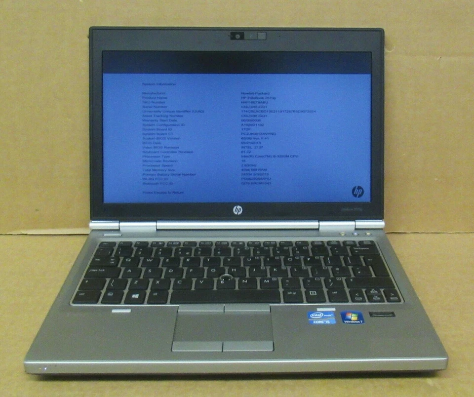 HP Elitebook 2570p 12.5" HD i5-3320M 2.6Ghz 8GB 240GB SSD Webcam Win10 Laptop - Image 1 of 4