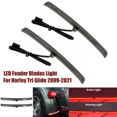 烟雾镜头后挡泥板刀片 LED 跑步转向刹车灯适用于 Harley Tri Glide — 第 1/4 张图片