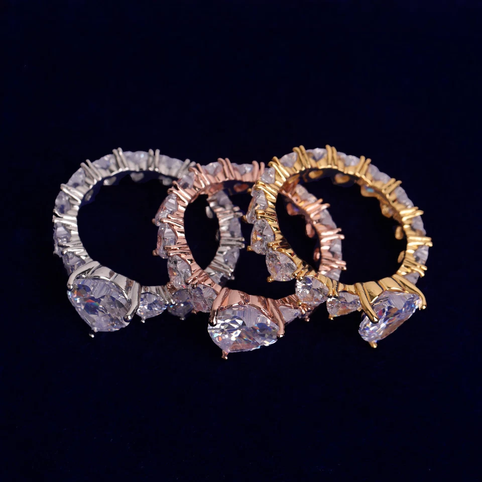 Loyal Heart |  Prong Set Solitaire 24k 925 Silver Rose Gold Plated Bling Rings - Image 1 of 4