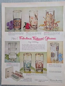 1960 Libbey Glasses Danube roses fern medallic icy ribbons gold frost vintage ad - Picture 1 of 1