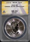 2023 $5 Silver Canada Maple Leaf MS 65 DCAM ANACS # 7667088 + Bonus
