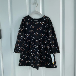 NWT Girls Cat & Jack Black Heart Print Dress - Picture 1 of 7