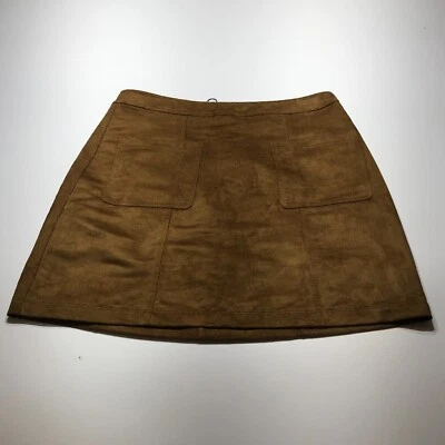 Old Navy Skirt Womens Size 12 Brow Faux Suede A-Line Short Mini Preppy Pockets - Image 1 of 4