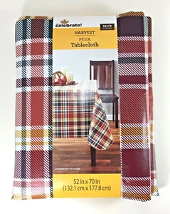 Way to Celebrate! VINYL TABLECLOTH 52x70 Country MULTICOLOR PLAID Decor Plastic - Picture 1 of 3