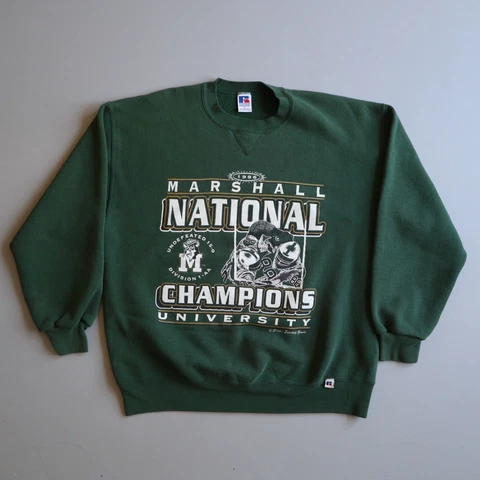 Vintage Marshall University Russell Sweatshirt XL Football National Champion Men Cover