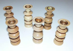 6 kleine Leuchter, Kerzenhalter, gedrechselt in sehr gutem Zustand 5,5 cm (10) - Bild 1 von 2