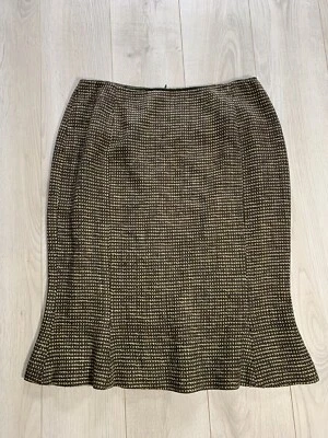 Doncaster Silk Blend Brown Green Tweed Tulip Pencil Skirt Sz 10 - Image 1 of 4