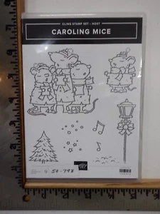 STAMPIN UP CAROLING MICE CHRISTMAS CLING RUBBER STAMP SET EUC A32783 - Imagen 1 de 3