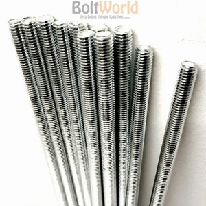 1M & 300mm FULLY THREADED METRIC BAR STUDDING ROD STUD STEEL ZINC PLATED BZP UK - Picture 1 of 3