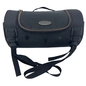 T BAGS Motorcycle Luggage Bag Top Roll Barrel Canvas Black Straps Zipper - Picture 1 of 10