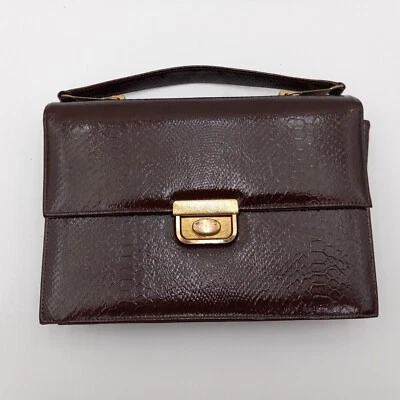 Bolso de Mano MCM Life Stride De Colección Marrón Imitación Piel de Serpiente Latón Cierre de Palanca Mod Foto 1 de 4