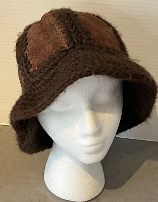 Sombrero Betmar New York Vintage Años 70 Crochet Gamuza Marrón Hecho en Japón Foto 1 de 4