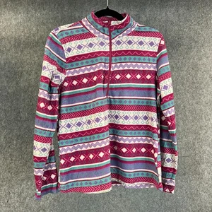 Laura Scott Womens Crazy Fleece 1/4 Zip Medium Multicolored Geometric Aztec - Picture 1 of 7