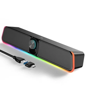Computer Speakers - Wired USB Powered Bluetooth Computer Sound Bar with RGB &... - Picture 1 of 6