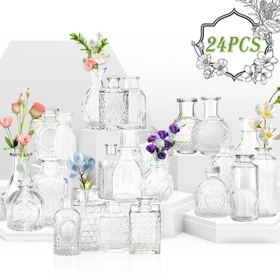 24er Vasenset Glasflaschen Blumenvase mini Vasen Set Vase Glasvase für Deko Top - Bild 1 von 4