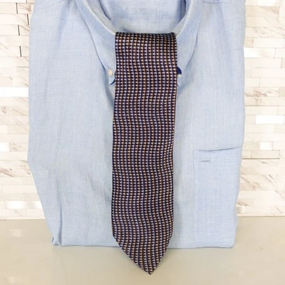 Vestido Traje Corbata Para Hombres Azul Ondulado Cruz Rayas Seda Prendas para el Cuello Preppy JZ RICHARDS EE. UU. Foto 1 de 4