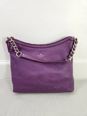 Bolso de Hombro Hobo Kate Spade Cuero Guijarro Púrpura Defecto Foto 1 de 4