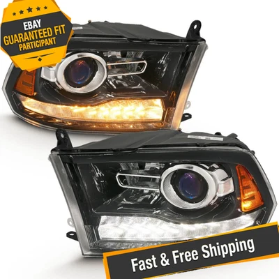 Anzo Black Projector Headlights with Switchback LED DRL for 2010 Dodge Ram 2500 - Imagem 1 de 4