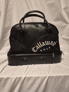 Callaway Golf Embroidered Black Leather Travel Duffle Shoe Tote Bag - Picture 1 of 3