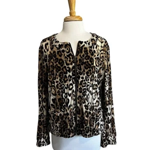Peck & Peck Women's XL Leopard Cheetah Print Sheer Mesh Blazer Jacket - Picture 1 of 7