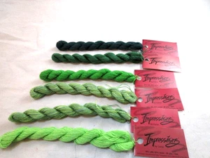 Impressions by Caron Lot of 6 Skeins Assorted Greens  36 yds.     H136 - Picture 1 of 2