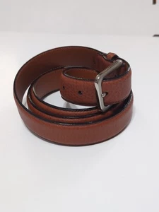Cinturón de cuero italiano de grano completo marrón para hombre talla 48/120 plateado 8583-03 nuevo sin etiquetas - Imagen 1 de 9