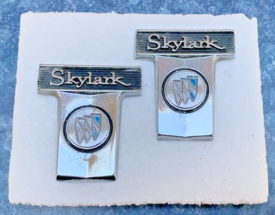 1970-72? BUICK 2 SKYLARK TRI-SHIELD Chrome SAIL PANEL EMBLEMS 7759501 2" Used - Image 1 of 4