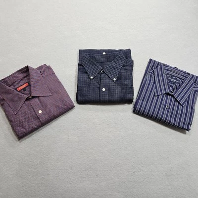 Lote de 3 Camisas Austin Reed Para Hombres Grandes Rojo Azul Púrpura Cuadros Gráfico Cuadros Rayas Foto 1 de 4